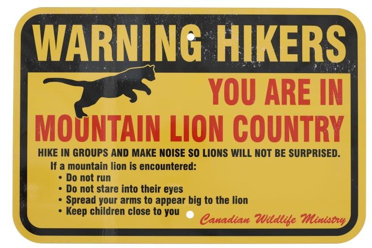 Mountain Lion Warning Sign from Canada