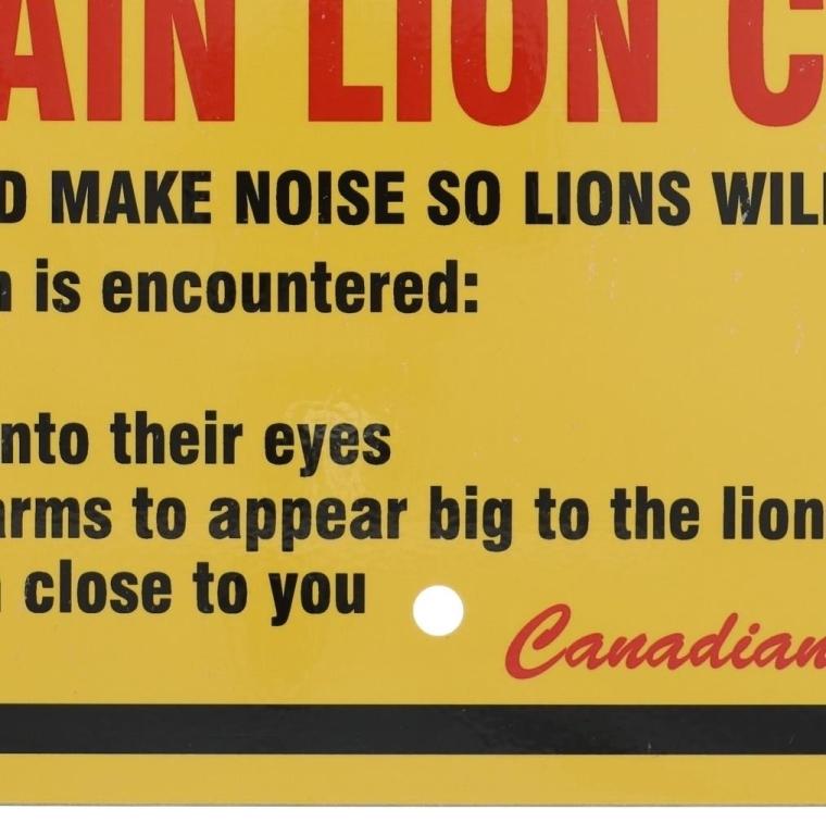 Mountain Lion Warning Sign from Canada