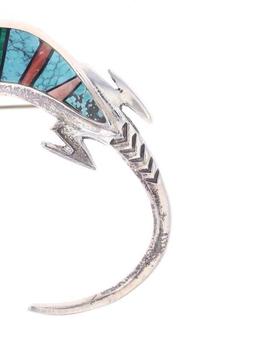 Navajo Sterling Turquoise Inlay Lizard Brooch