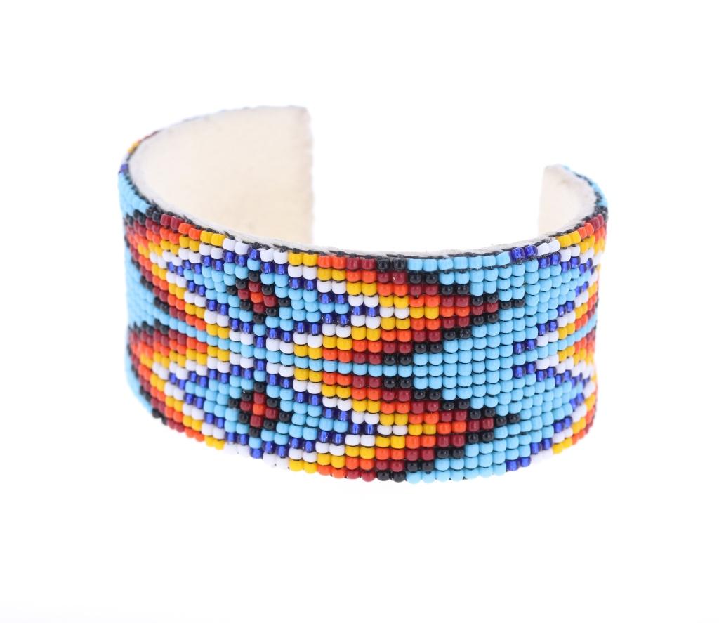 Navajo Copper Hide Trade Seed Bead Bracelet