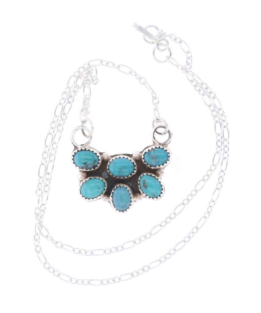 Navajo R. Sam Sterling Silver Turquoise Necklace