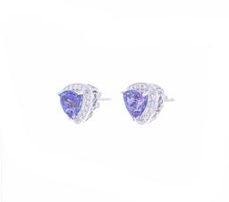 4.47ct Tanzanite VS2 Diamond 14k Gold Earrings