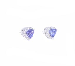 4.47ct Tanzanite VS2 Diamond 14k Gold Earrings