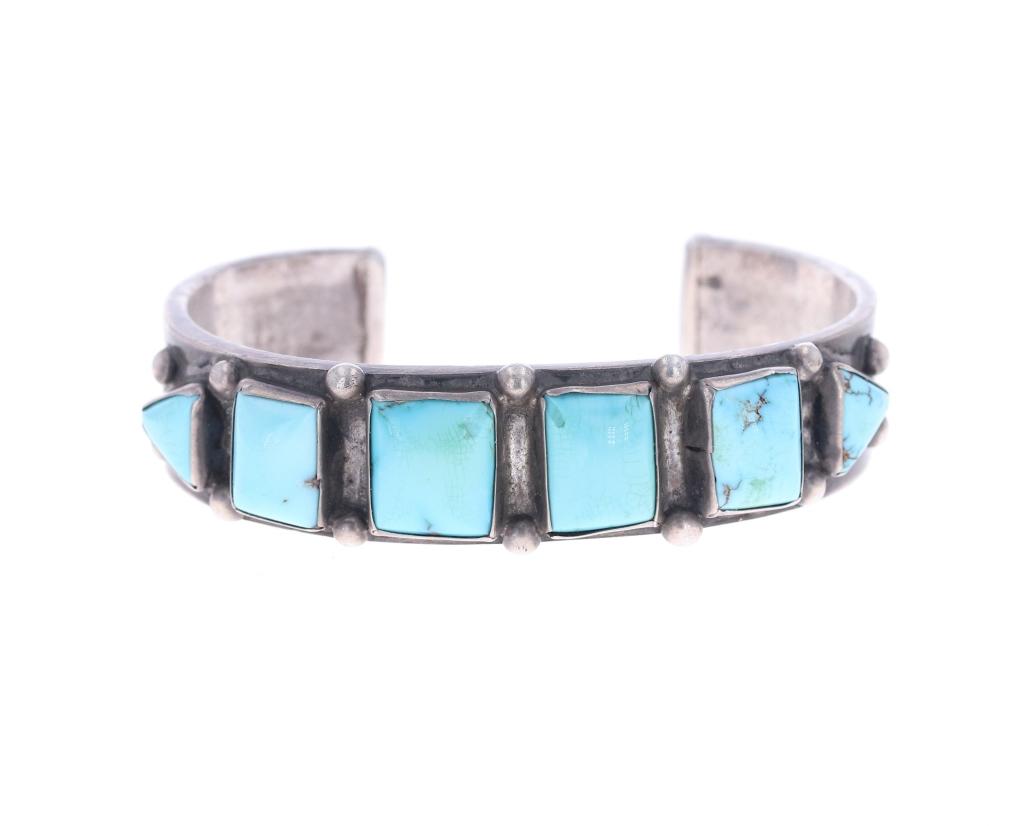 C.1949 Navajo Old Pawn Silver Turquoise Bracelet