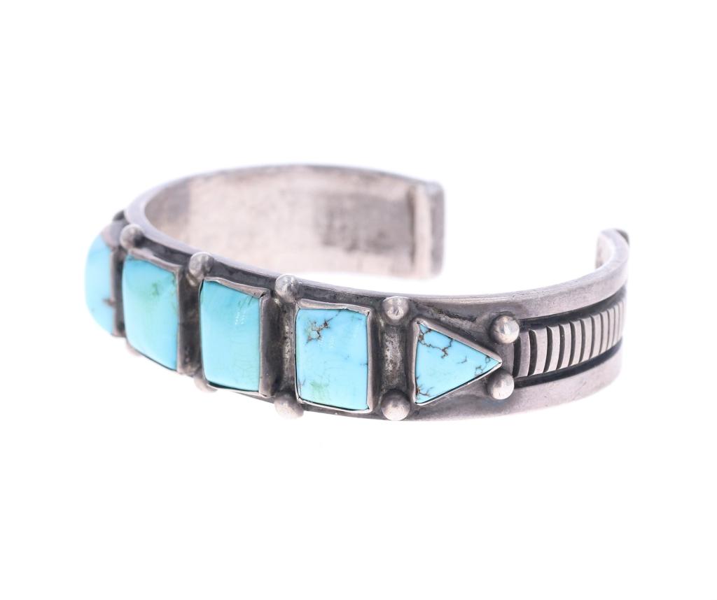 C.1949 Navajo Old Pawn Silver Turquoise Bracelet