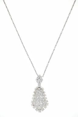 VS2 Diamond Cluster & 14k White Gold Necklace