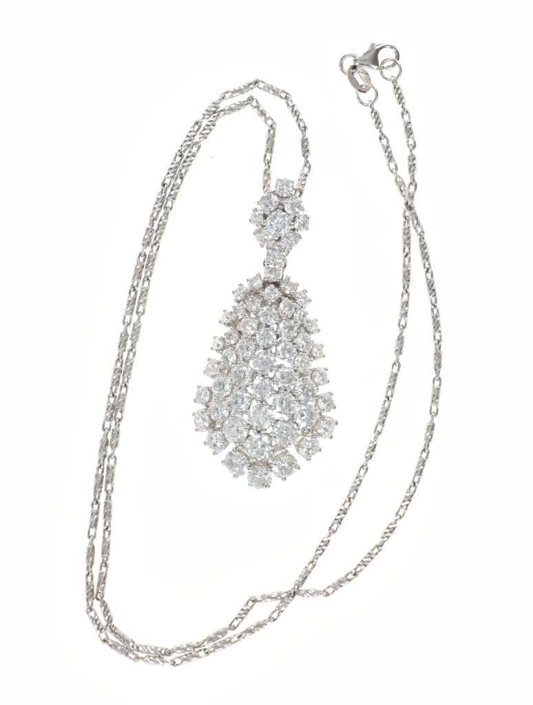 VS2 Diamond Cluster & 14k White Gold Necklace