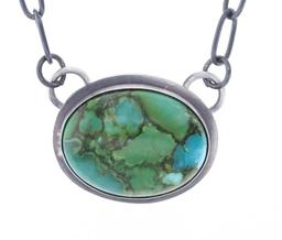 Navajo Zia S. Silver Sonoran Turquoise Necklace