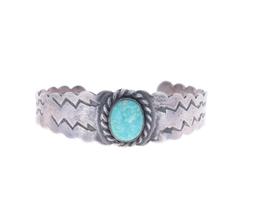 Navajo Fred Harvey Sterling Silver Turquoise Cuff