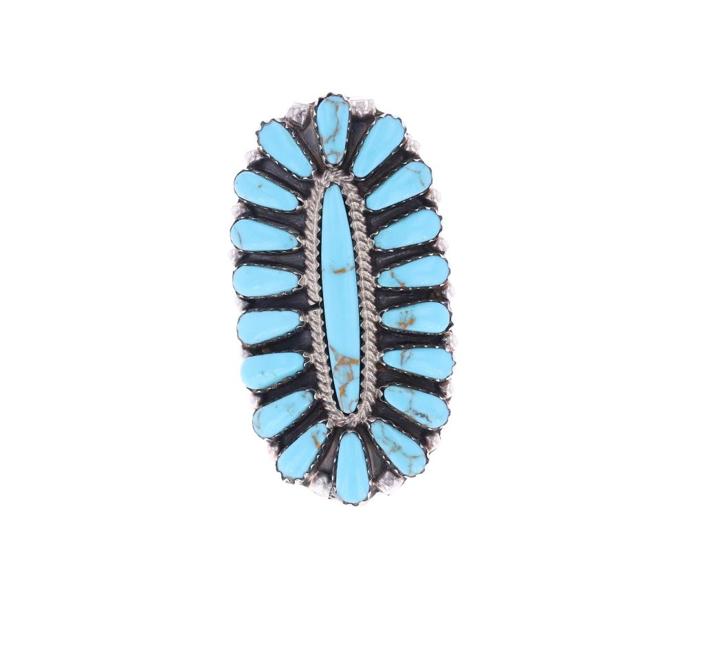 Navajo D. Brown Sterling Silver CC Turquoise Ring