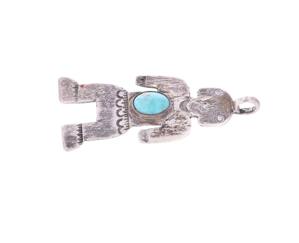 Navajo Sterling Silver Turquoise Kachina Pendant