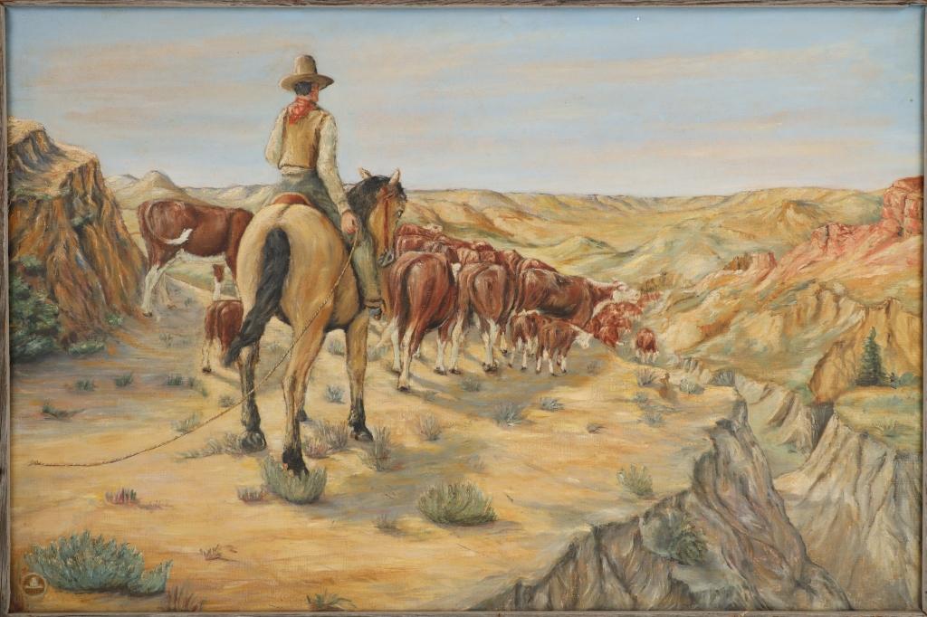 Original American E. H Gisloc Western Oil Painting