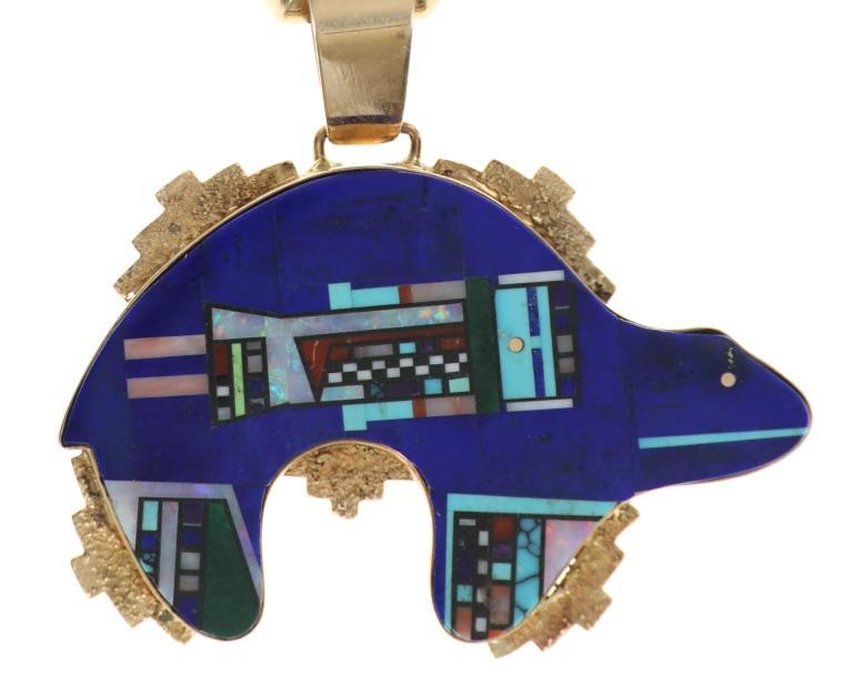 Navajo J.T. Nelson 14K GOLD Micro-Inlaid Necklace