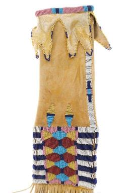 Ca. 1870 Cheyenne Four Tab Beaded Hide Pipe Bag