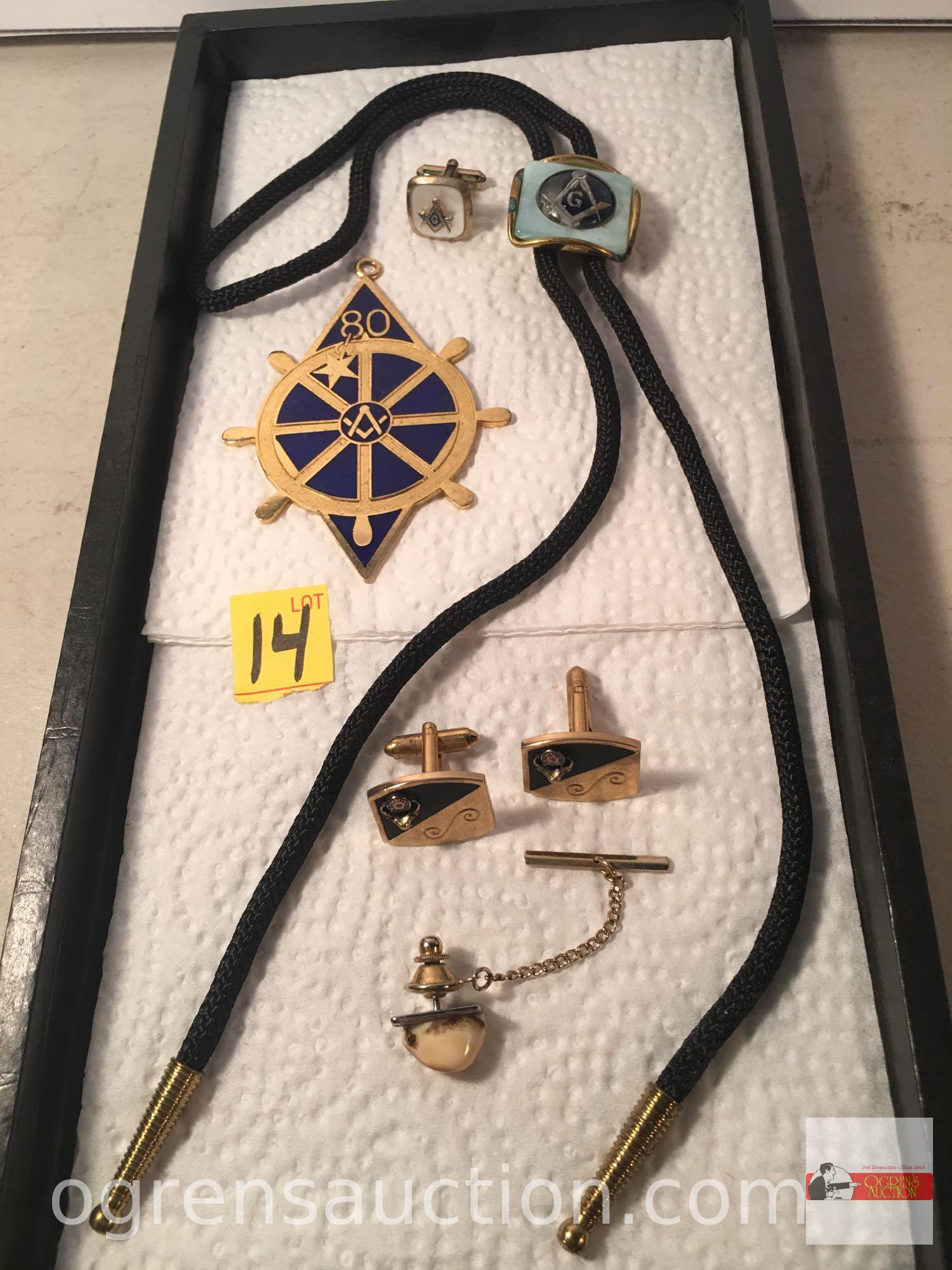 Jewelry - Masons Bolo tie, cuff link, tie tack, 80 pendant