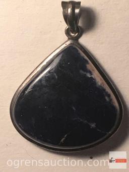 Jewelry - Pendant, sterling bezel, black stone