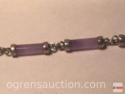 Jewelry - Bracelet, sterling with rose quartz stones