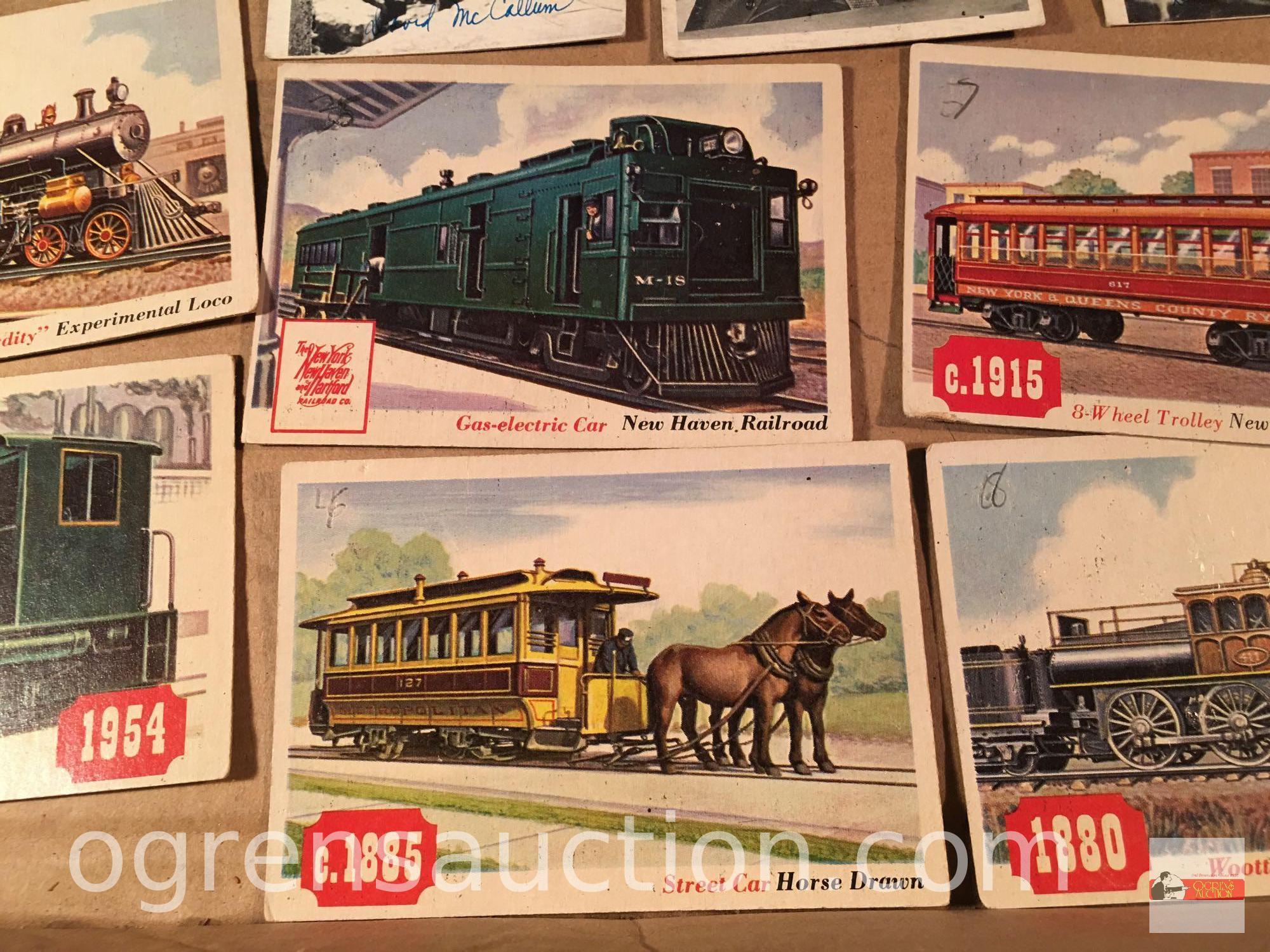 Ephemera - 19 vintage collector cards, 1960's Hollywood, trains, boats