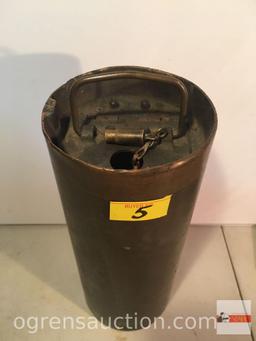 Vintage in-ground safe cylinder, Diamond Manuf. Co. Kansas City 12.5"h