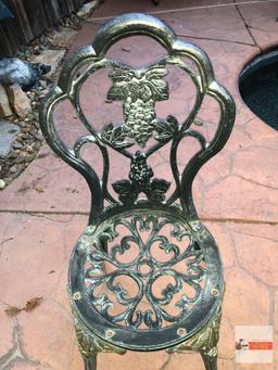 Yard & Garden - cast aluminum bistro table & 2 chairs, grapes motif, 24"wx26"h