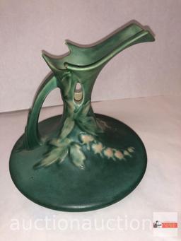 Roseville pottery - Bleeding Heart 1940 ewer, #968.6, green, 6.25"h