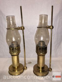 2 brass candlestick lanterns