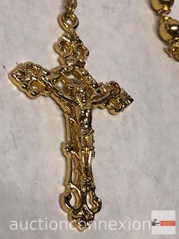 Religious - Rosary, golden beads and crucifix