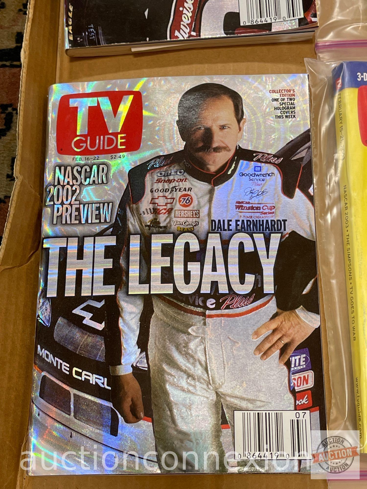 Nascar - 4 vintage TV Guides, (2 Hologram covers 2002, 2 3D motion covers 2003)