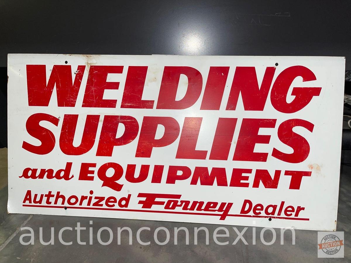 Sign - 2 Double sided, "Welding Supplies & Equipment" (corner as is), 32"wx16"h