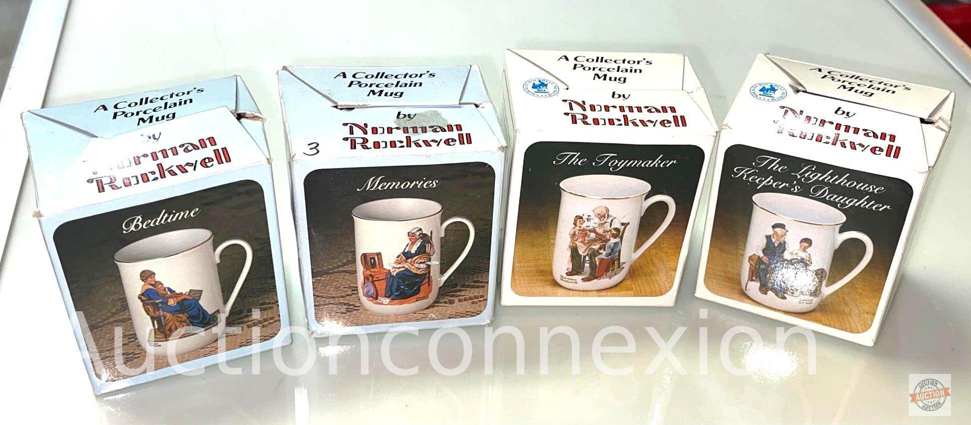 Mugs - 4 Norman Rockwell porcelain collector mugs in original boxes