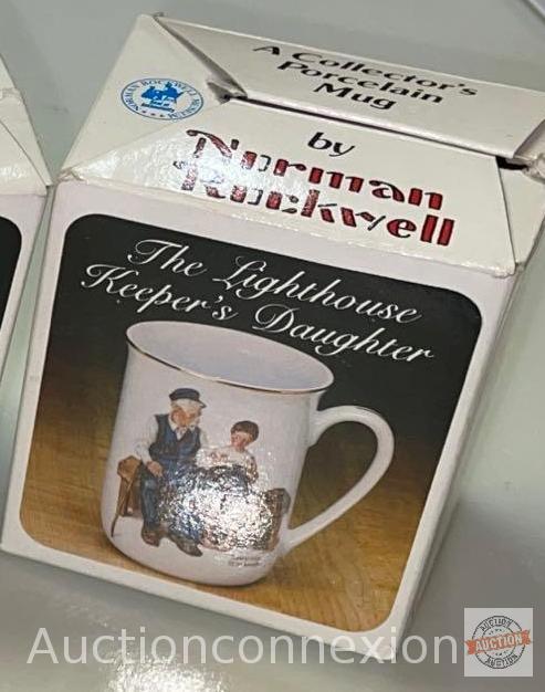 Mugs - 4 Norman Rockwell porcelain collector mugs in original boxes