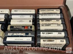 Music - Vintage 8-track tapes, 24 ct with carry case