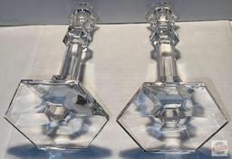 Pair Crystal candlesticks, Val St. Lambert, 9.5"h Belgium Fine Crystal Galatee pattern