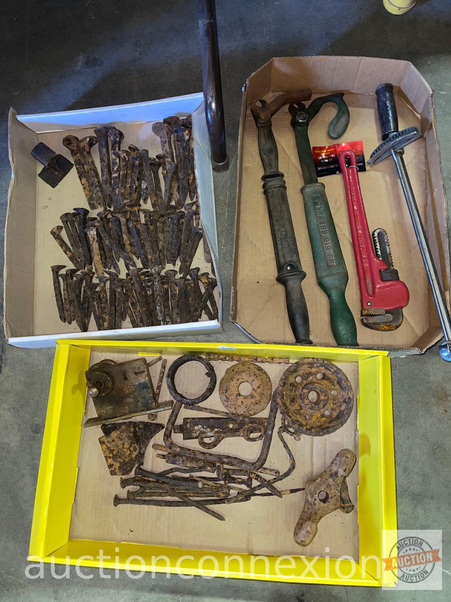 Tools - Nail pullers, vintage nails, spikes, wrenches