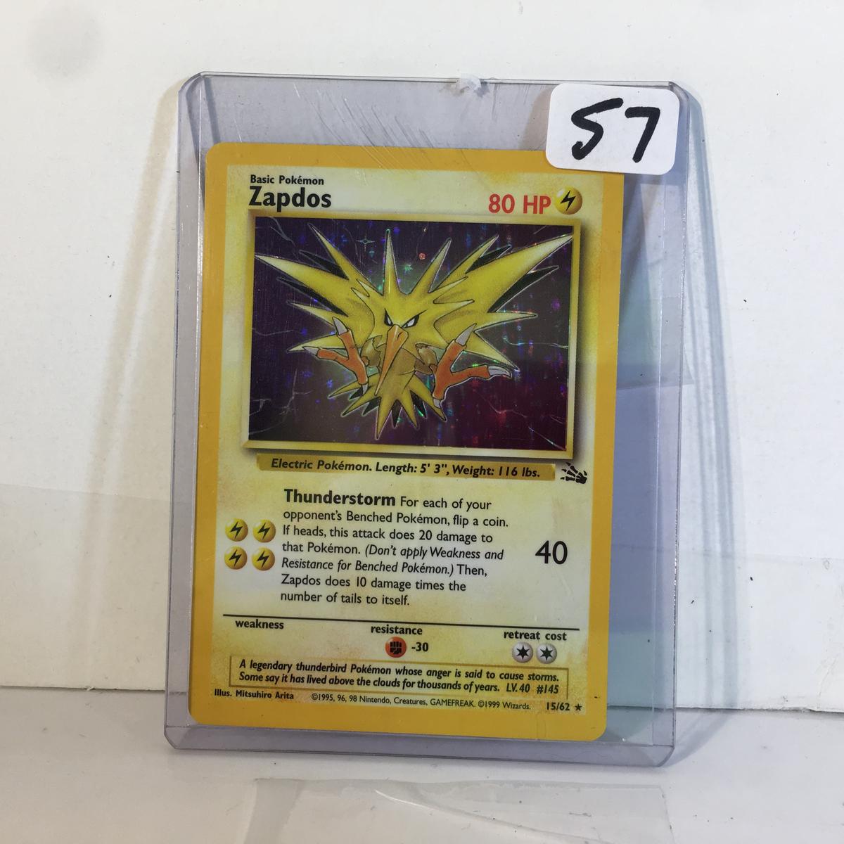 Collector 1999 Wizards Pokemon Basic Zapdos 80HP Pokemon Game Card #145 15/62