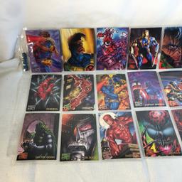 Lot of 18 Pcs Collector Modern Assorted DC and Marvel Super Heroes Trading Game Cards -See Photos