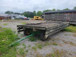 16'X8' PULL TYPE WAGON FRAME WITH WOOD FLOOR AND FLIP UP SIDES