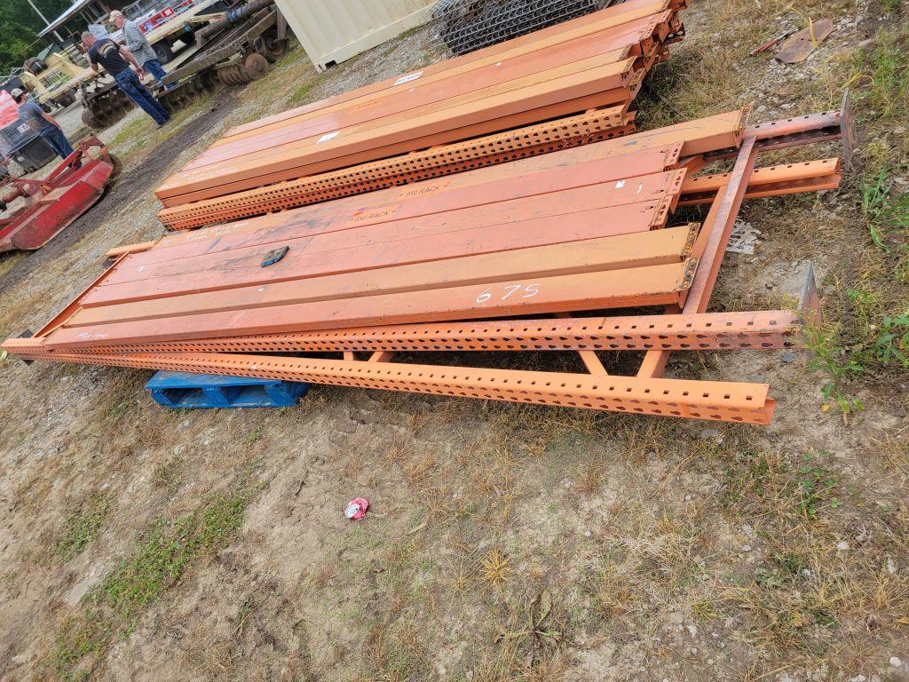 INDUSTRIAL METAL SHELVES 42"WX12'H WITH 12-12' BEAMS (3) AND 42" X 16' H 6-1