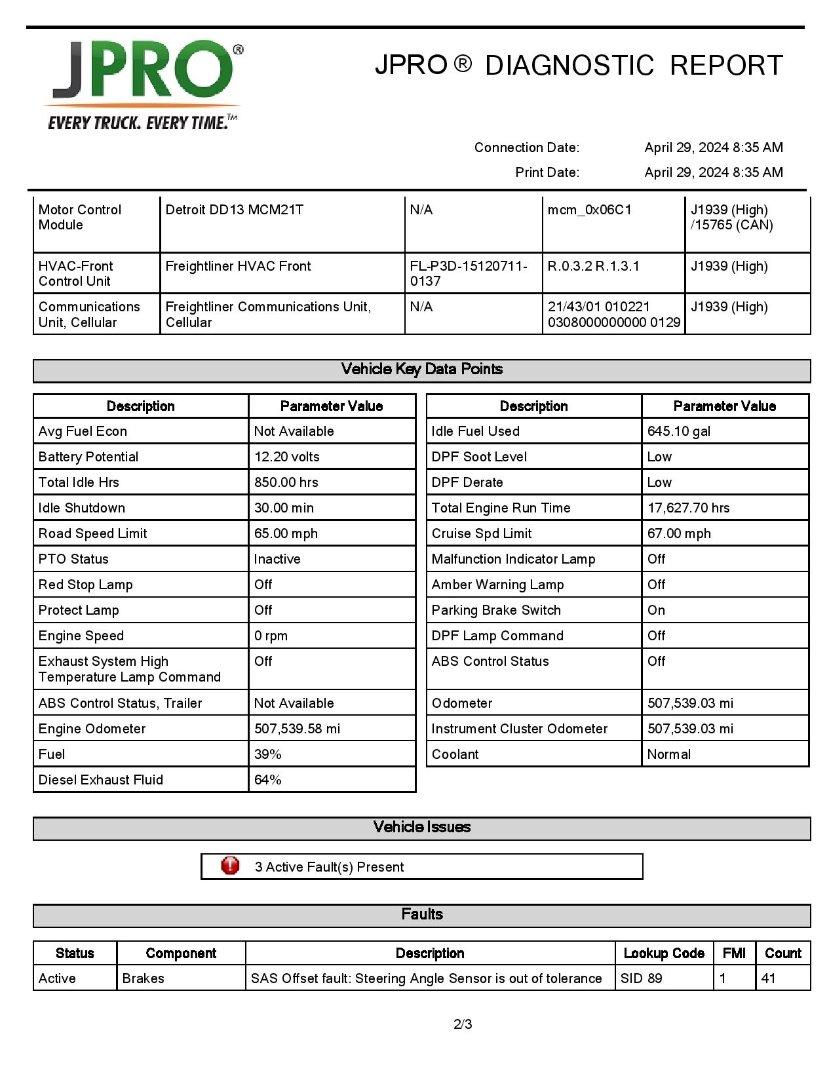 2016 FREIGHTLINER CASCADIA Serial Number: 3AKJGEDV1GSHV2382