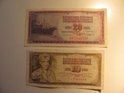 Foreign Currency: Yugoslavia 1965 10 & 1981 20 Dinars