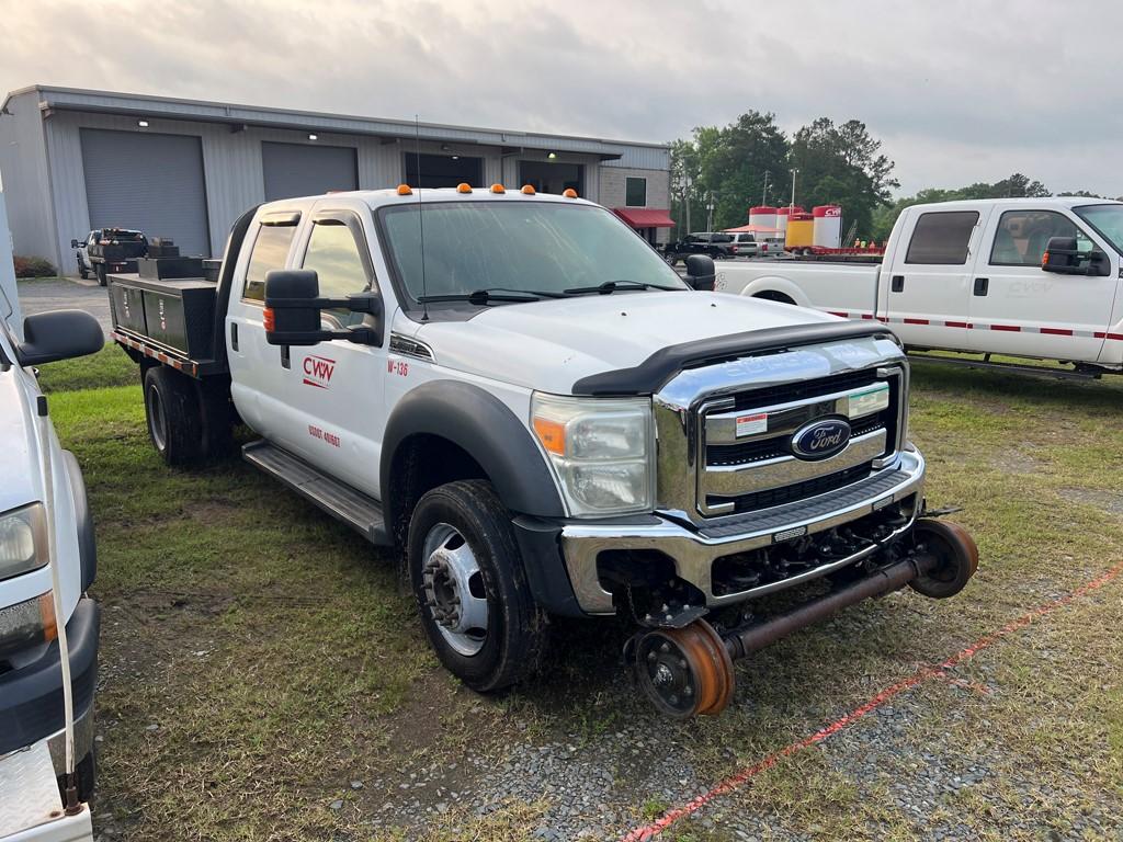 2012 FORD F550 SUPER DUTY WORK BED TRUCK, 223,694 Miles,  CREW CAB, HIRAIL