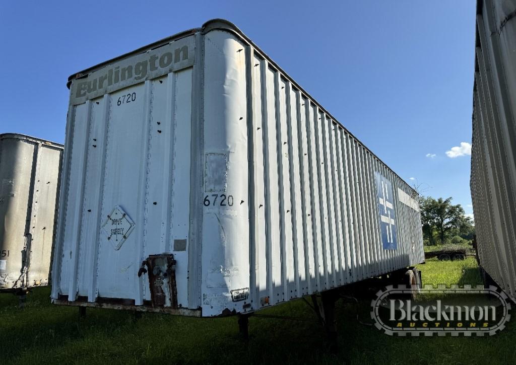 1974 GINDY VAN TRAILER,  40', SLIDING TANDEM AXLES, SPRING RIDE, 24.5 TIRES