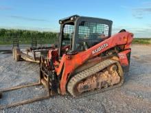 2018 Kubota SLV75-2 Rubber Track Skid Steer, Cab, AC, Quick Connect Forks a