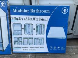 UNUSED MODULAR BATHROOM, ( 2 ) BOX TOTAL, APPROX 49" L X 42.5" W X 85" H