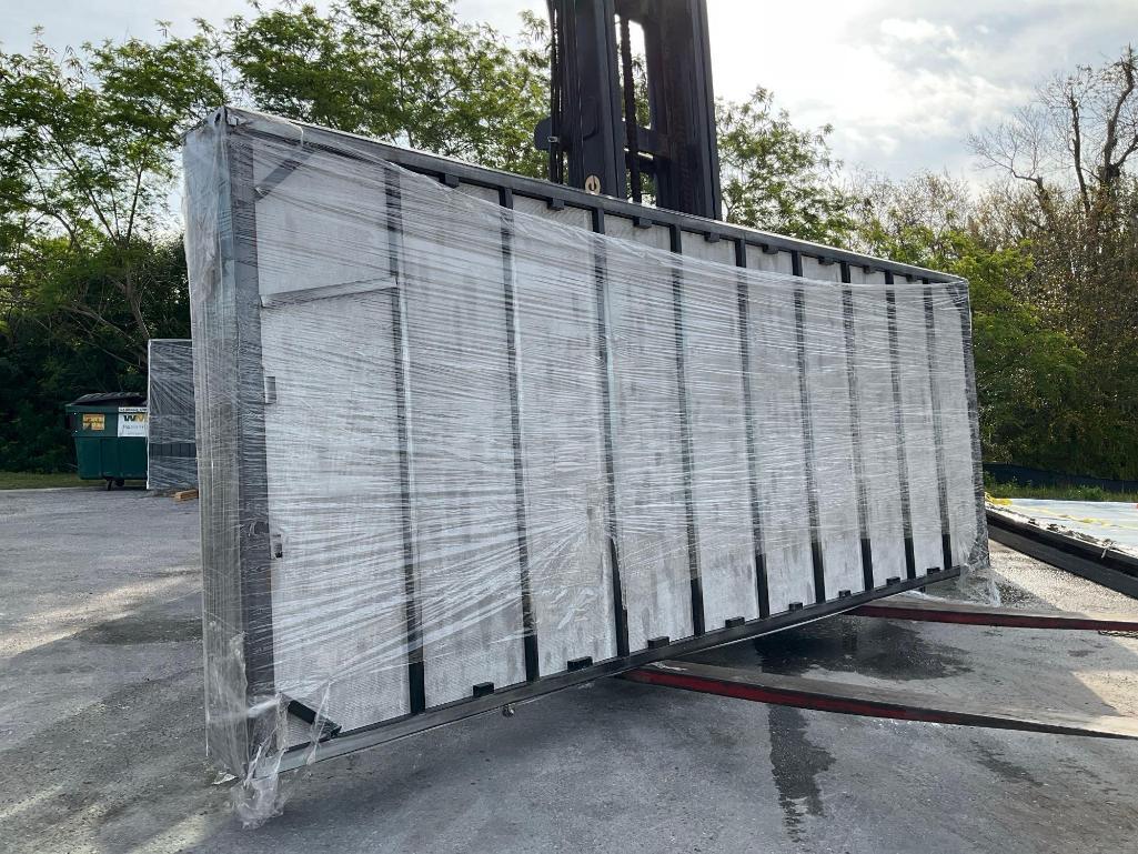 UNUSED WOOD GRAIN EXTERIOR PORTABLE WAREHOUSE, APPROX 19' L x 7' W x 7.2FT H( ITEM IS PREPARED FO