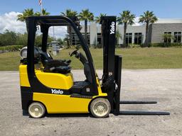 YALE FORKLIFT MODEL GLC040SVXNUSE082, LP POWERED, APPROX MAX CAPACITY 3750LBS, MAX HEIGHT 187?, T...