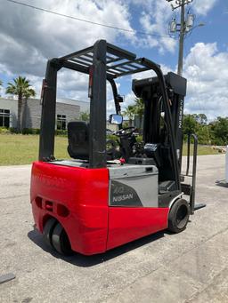 NISSAN 40 FORKLIFT MODEL G1N1L20V, ELECTRIC, APPROX MAX CAPACITY 2745LBS, MAX HEIGHT 240in, TILT,