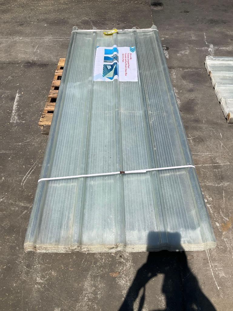 UNUSED POLYCARBONATE ROOF PANEL , THICKNESS CORRUGATED FOAM, APPROX 95" L x 28" , APPROX 30 PIECE