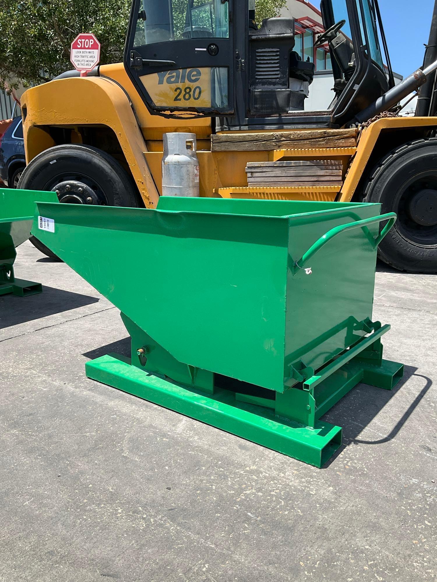 UNUSED... SMALL...SELF DUMPING HOPPER WITH FORK POCKETS