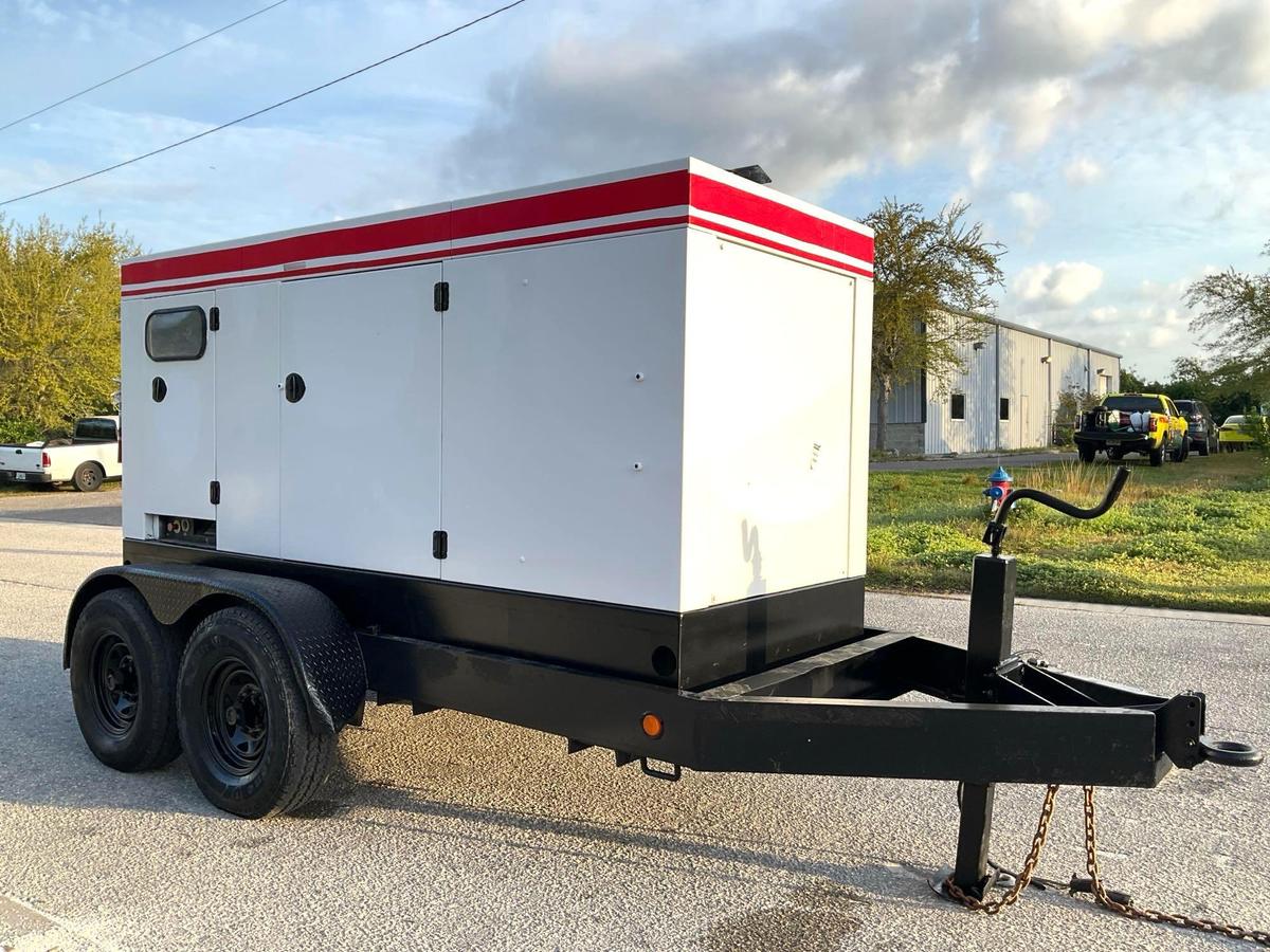 CUMMINS 150KW GENERATOR MODEL OT180C, DIESEL, TRAILER MOUNTED, APPROX 188 KVA, NEW BATTERY